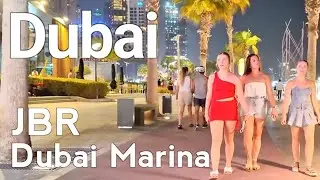 Dubai [4K] Night JBR, Dubai Marina Walking Tour 🇦🇪