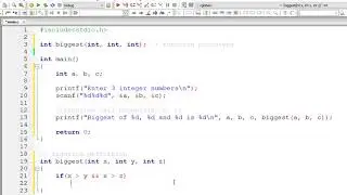 C Program To Find Biggest of Three Numbers using Function