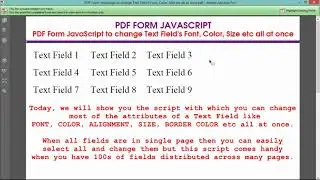 PDF Form JavaScript to change Text Fields Font, Color, Size etc all at once