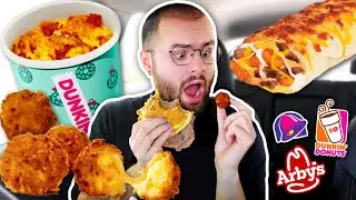 I Only Ate NEW Fast Food for 24 HOURS! Arby's Fried Mac ‘N Cheese Bites, Dunkin' Loaded Hash Browns