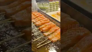 Fried Salmon Skewers with Seafood Dipping Sauce