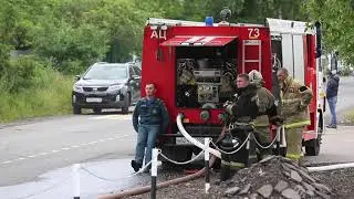 Тушение пожара на ТЭЦ в Мытищах