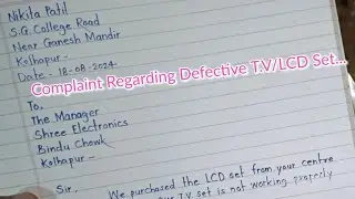 Complaint Regarding Defective T.V Set || Letter To Manager Regarding Defective T.V Set