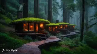 A Serene Forest Escape with Soothing Piano Jazz and the Soft Whisper of Rainfall