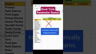 Excel Trick: Randomize Teams!! #shortvideo #exceltips #excel