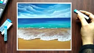 How to draw Easy and Beautiful Seascape for beginners - Soft Pastel Drawing -  Seascape Painting.