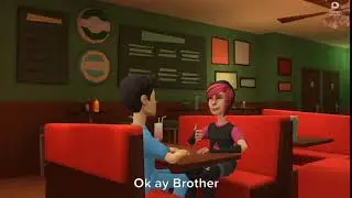 Brother gives a gift to his sister