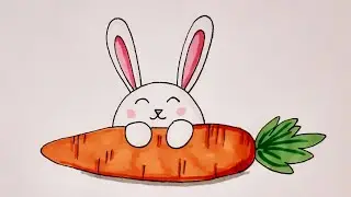 Простой рисунок для срисовки ЗАЙЧИК С МОРКОВКОЙ/How easy it is to draw a BUNNY With a CARROT