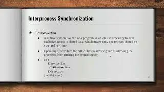 #17 Interprocess Synchronisation and Critical Section problem