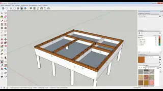 Лаги пола в бане из бруса с жилой комнатой.  Проект в SketchUp. Уроки SketchUp.