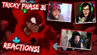 Youtubers React To Tricky Phase 3! | Friday Night Funkin VS. Tricky | Hellclown