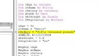 5. Introduction to Programming with VBA - Variables and Type Mismatch Errors