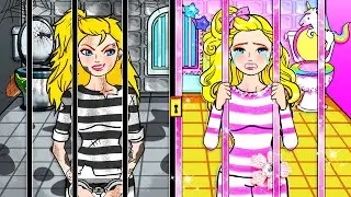 Barbie Dolls Dress Up - Pink and Black Barbie in Jail 😇 Good Girl VS Bad Girl 😈 | WOA Doll Channel