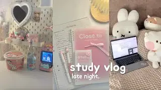 Late night study vlog 🎀preparing for finals week, cute foods, being productive, pulling all nighters