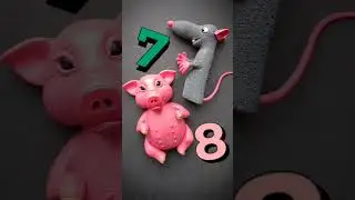 Цифры от 1 до 10 из пластилина в виде животных - 