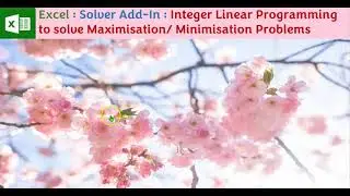 Excel : Solver Add-In : Integer Linear Programming to solve Maximisation/ Minimisation Problems