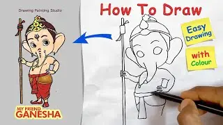 How to Draw My Friend Ganesha easy Step by Step / Bal Ganesh Drawing with color / Ganpati Bappa