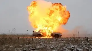 Car Explosion, Side View - Stock Video Footage - Full HD