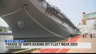 Parade of ships kicking off fleet week 2023