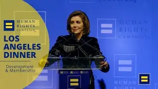 Speaker Emerita Nancy Pelosi speaks at the 2023 HRC Los Angeles Dinner