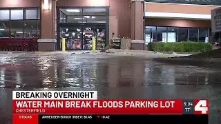 Water main break floods parking lot in Chesterfield