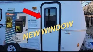 Camper Door Window with blind Install