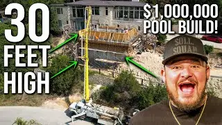 The Process of Pouring 100 Tons of Concrete 30 Feet High for a Million Dollar Pool