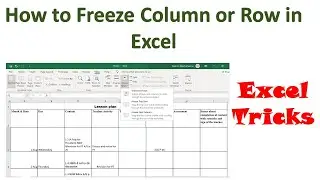 How to Freeze Multiple Rows and or Columns in Excel using Freeze Panes