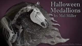 Spooky Ghost Halloween Horse Medallions with BONES! || by Equine Artist Mel Miller