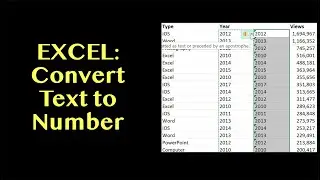 Excel: How to convert text to a number using the VALUE() function and by using copy and paste