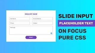 Move Placeholder To Top On Focus | Animate Form Label Focus | Move Placeholder Above The Input Focus