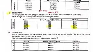 Section 1 Basic Accounting Equation MCQs | Journal Entries MCQs | T Accounts MCQs