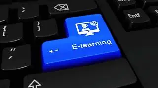 E-Learning Round Motion On Computer Keyboard Button.