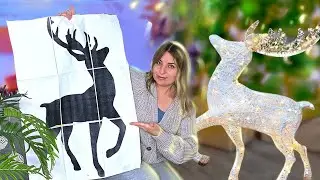 DIY . New Year's wire deer 2023. Deer template on 9 A4 sheets