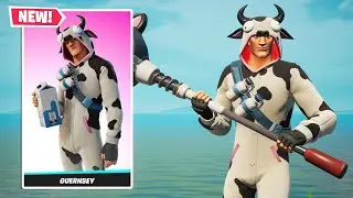 NEW GUERNSEY Skin Gameplay in Fortnite! (COW Skin)