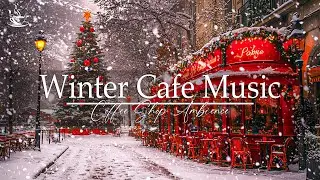 Winter Light Jazz❄️Outdoor Cafe With Snowfall And Jazz Instrumental Music For Relaxing Day☕