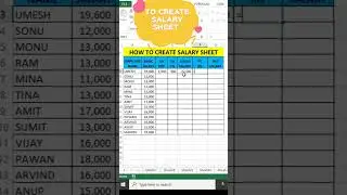 Salary Sheet In Excel #exceltutorial #excel #exceltips #msexcel #exceltricks #youtubeshorts #viral