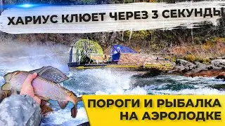 ХАРИУС КЛЮЕТ ЧЕРЕЗ 3 СЕКУНДЫ!😱 РЫБАЛКА И ПОРОГИ НА АЭРОЛОДКЕ АЛЛИГАТОР. Аэроглиссер