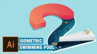 Create isometric numeric swimming pool design | illustrator tutorial