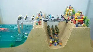 Dam Breach Experiment - Double Dam and Bridge Collapse Flooding LEGO City