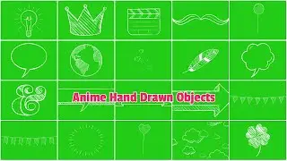 Hand Drawn Animated Objects - Green screen elements collection - Chroma key - HD