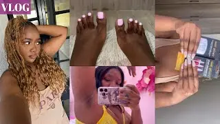 SELF-CARE VLOG: new nails, lash extensions,pedicure, waxing,new hair & more