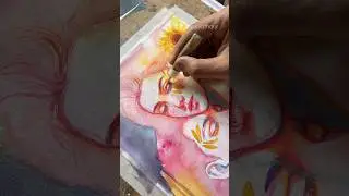 Freehand Watercolors Painting 💖🌻✨ #watercolorart #artshorts #artvideos