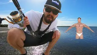 Fisherman gets penetrated at the beach