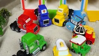 Cars and Mack Truck fall into the water & Garage. Kids toys