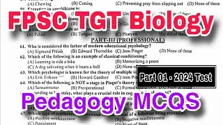 Today FPSC TGT Biology paper part 01 mcqs | Trained Graduate Teacher | Pedagogy mcqs | 25-10-2024 |
