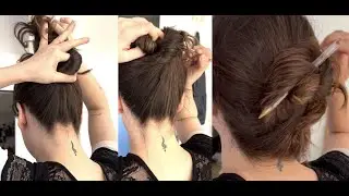 How I put up my hair in a stick, pen, or hairpin (3 progressively different ways)