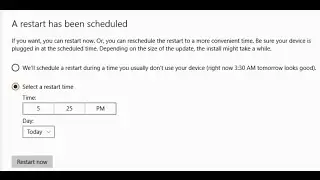 A restart has been scheduled (Windows Update) - Reschedule the restart time not working