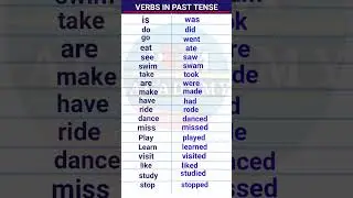 Verbs in Past Tense || Verbs In Their Past Form || English Grammar