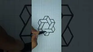 3D Optical Illusion Drawing on Graph Paper